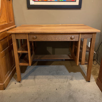 Vintage Oak Arts and Crafts Style One Drawer Desk C DESKS