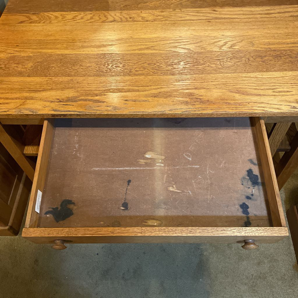 Vintage Oak Arts and Crafts Style One Drawer Desk C DESKS