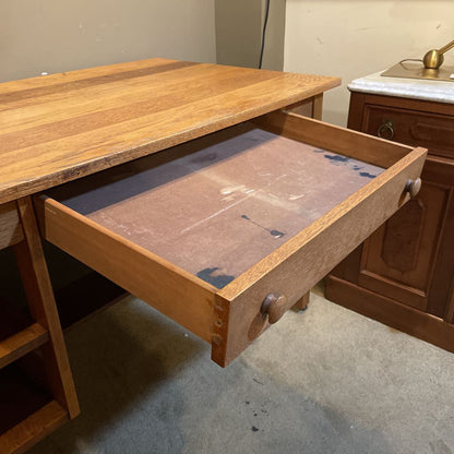 Vintage Oak Arts and Crafts Style One Drawer Desk C DESKS