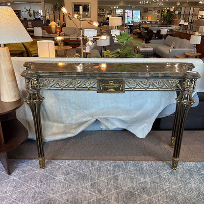 Stone Top Metal Base Console