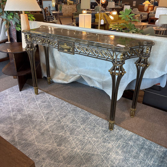 Stone Top Metal Base Console C CONSOLE TABLES