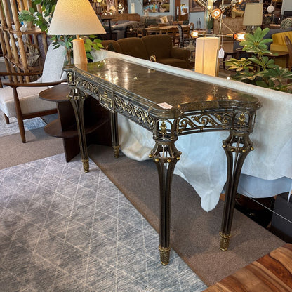 Stone Top Metal Base Console