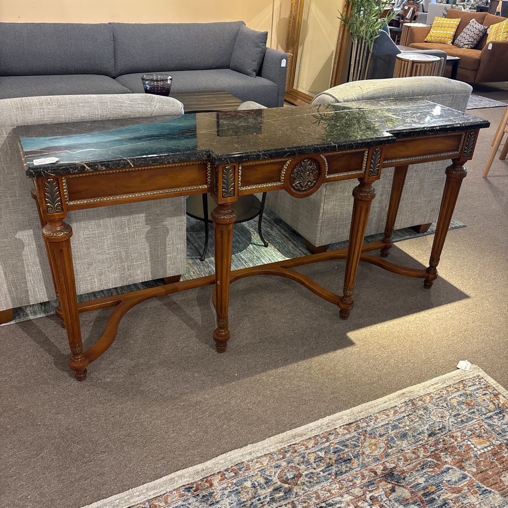 Stone Top Long Wood Console C CONSOLE TABLES