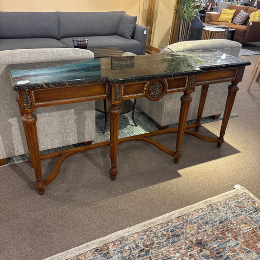 Stone Top Long Wood Console C CONSOLE TABLES
