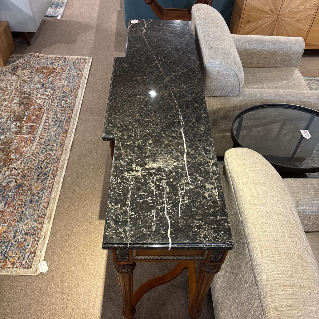 Stone Top Long Wood Console C CONSOLE TABLES