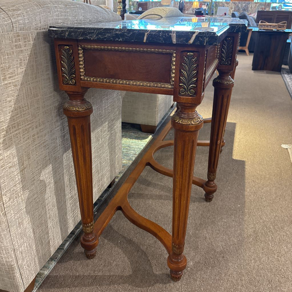 Stone Top Long Wood Console C CONSOLE TABLES
