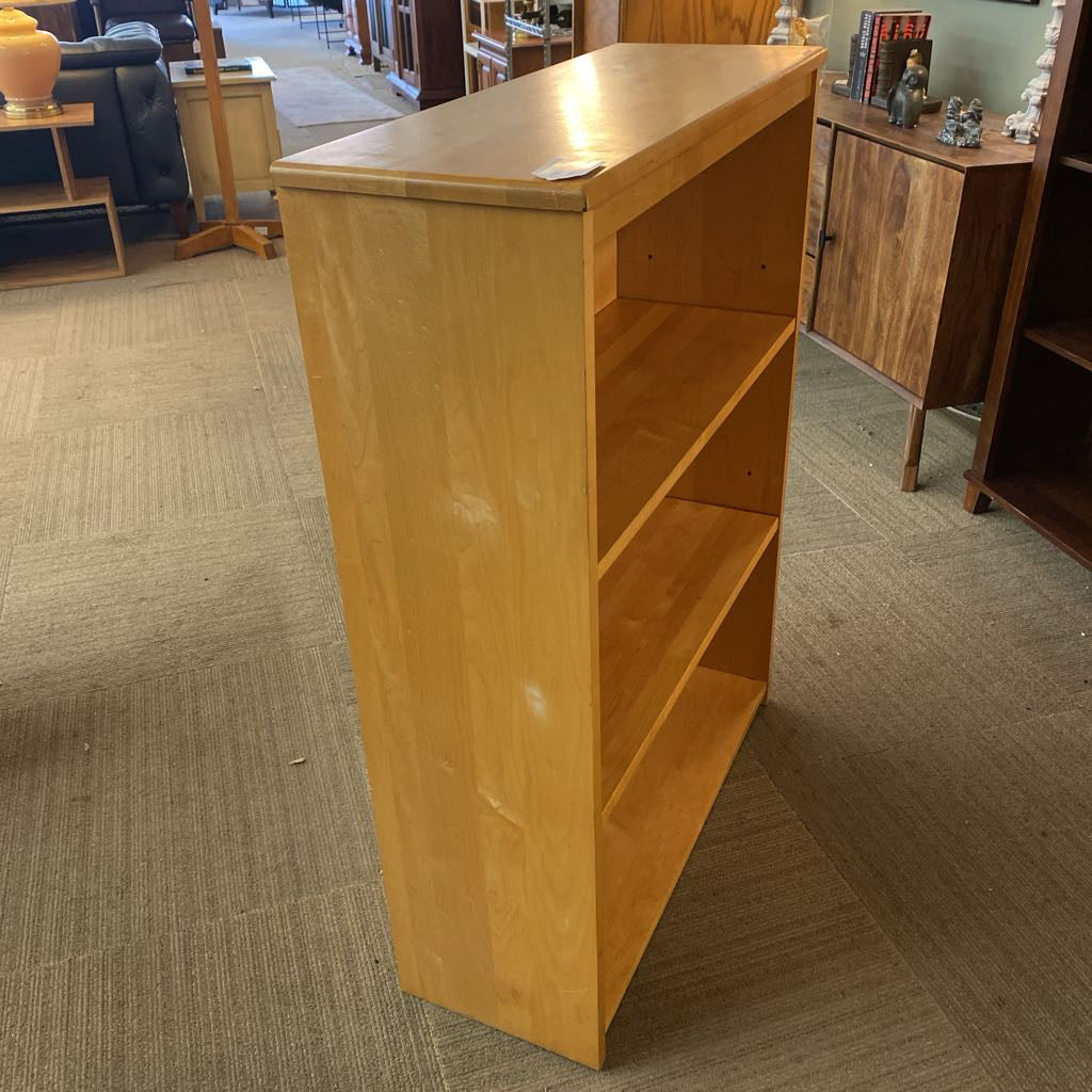 Blond Wood 3 Tier Mid Height Bookcase C BOOKSHELVES