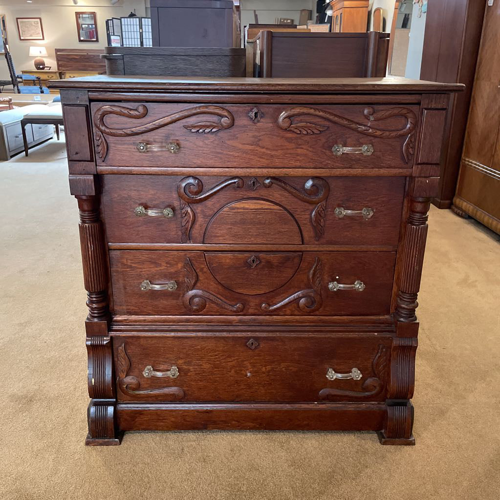 Antique Carved Oak Chest of Drawers
