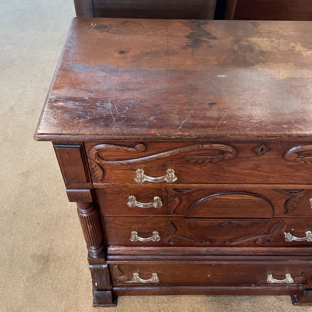 Antique Carved Oak Chest of Drawers