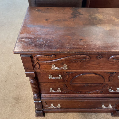 Antique Carved Oak Chest of Drawers