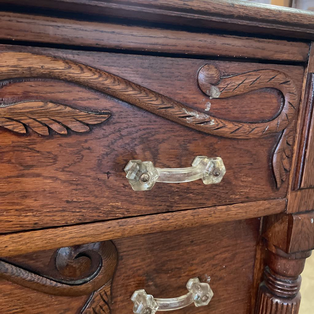 Antique Carved Oak Chest of Drawers