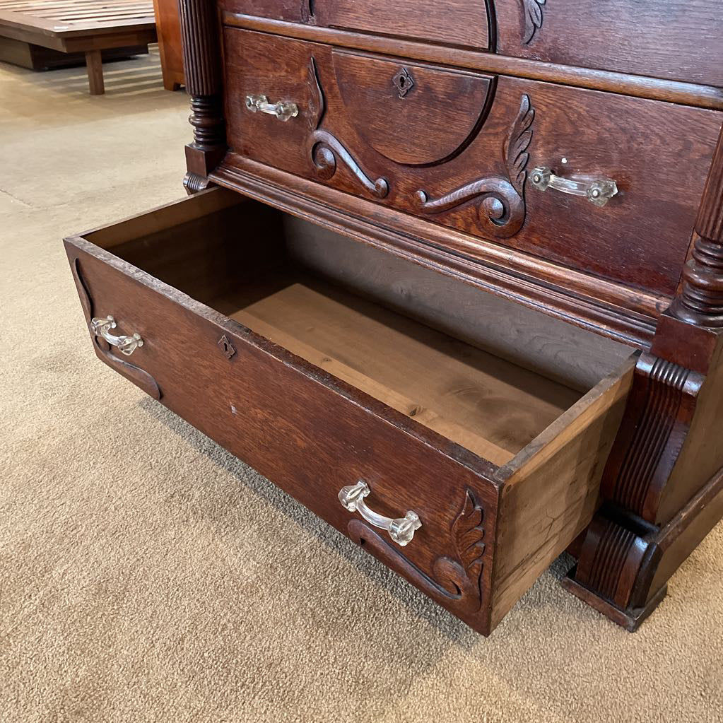 Antique Carved Oak Chest of Drawers