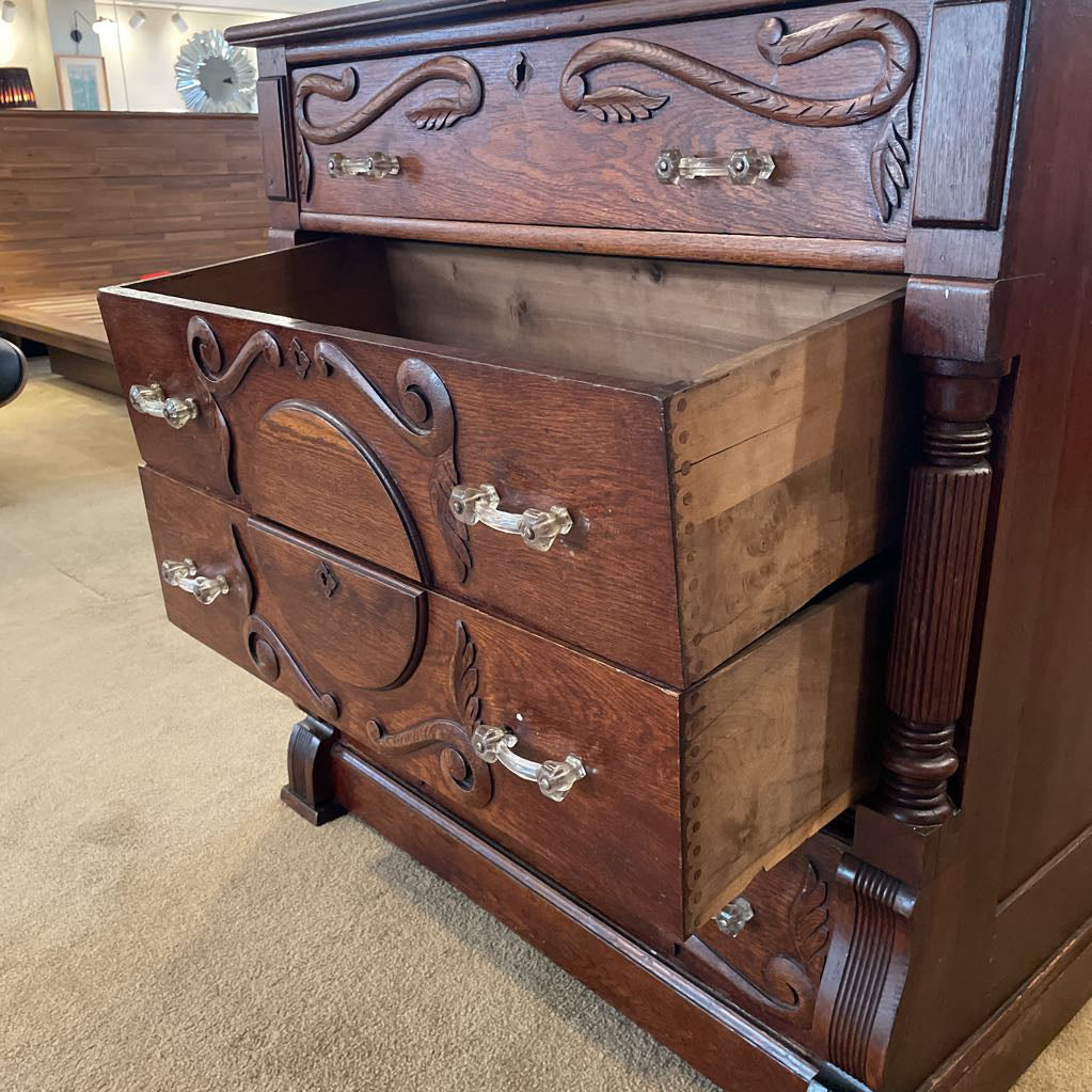 Antique Carved Oak Chest of Drawers