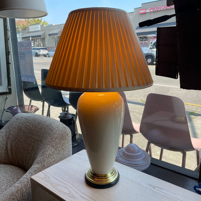 Cream Colored Base w/ Pleated Shade Table Lamp