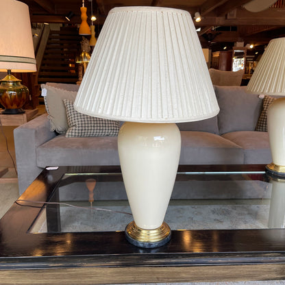 Cream Colored Base w/ Pleated Shade Table Lamp