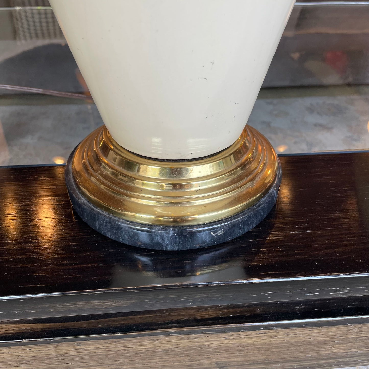 Cream Colored Base w/ Pleated Shade Table Lamp
