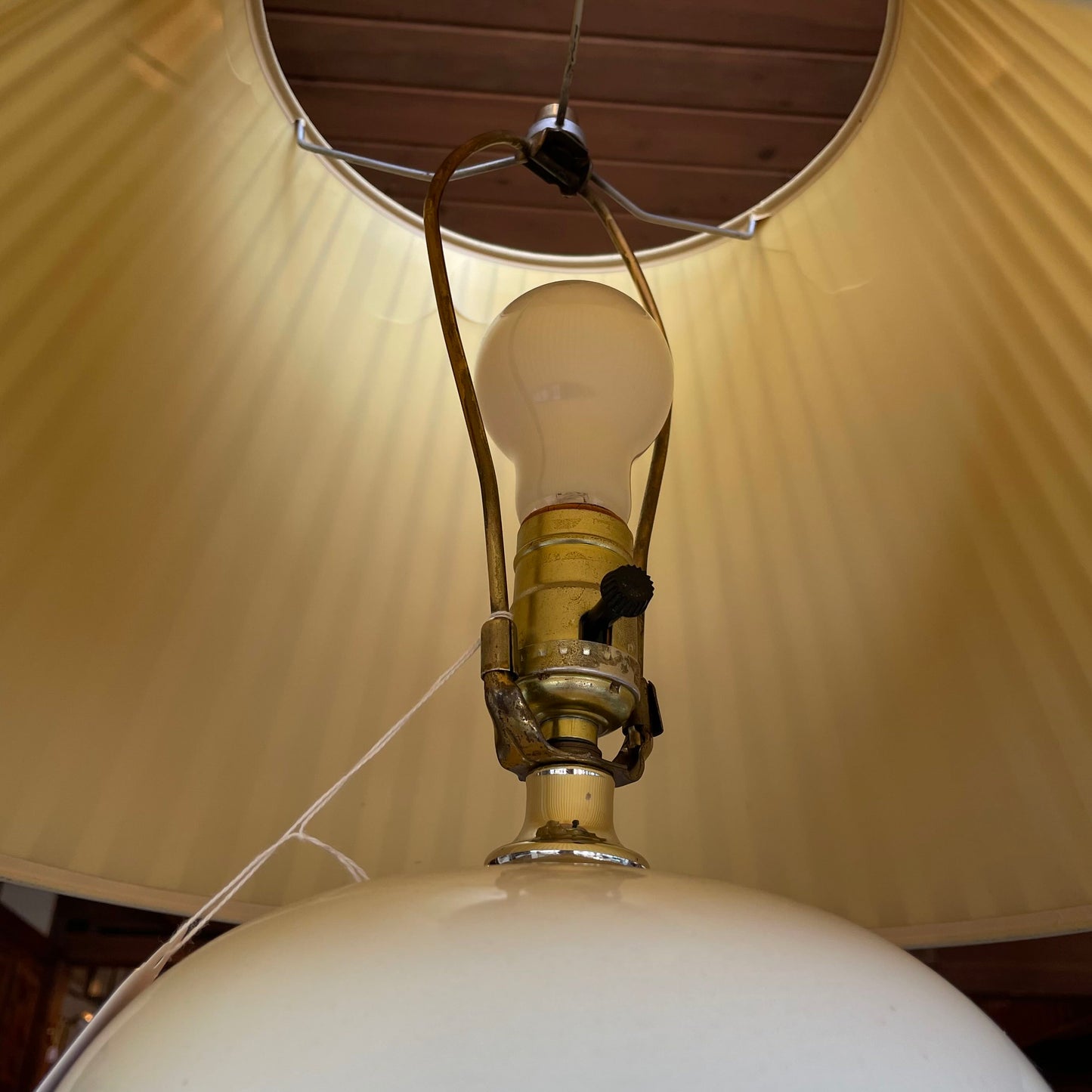 Cream Colored Base w/ Pleated Shade Table Lamp