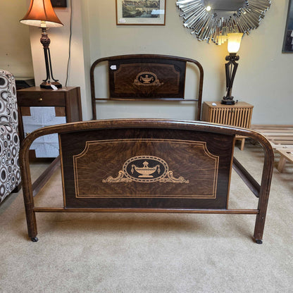 Metal w/ Faux Wood Print Orante Full Bed Frame