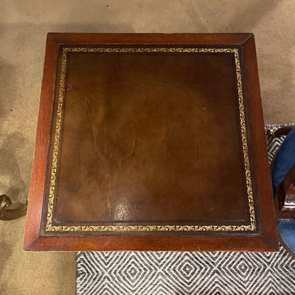 Mahogany Two Tier Leather Top Side Table w/ Drawer C SIDE TABLES