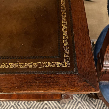 Mahogany Two Tier Leather Top Side Table w/ Drawer C SIDE TABLES