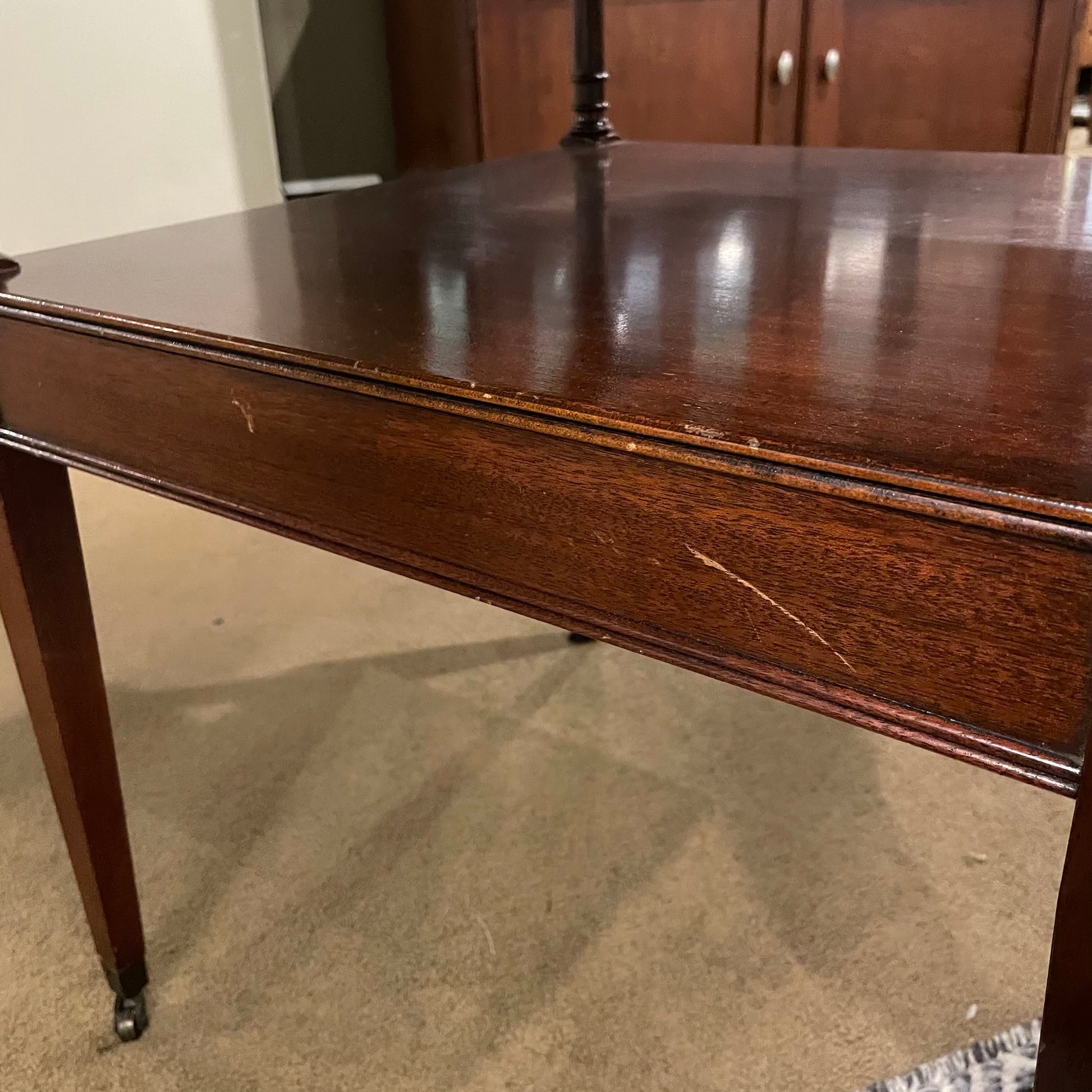 Mahogany Two Tier Leather Top Side Table w/ Drawer C SIDE TABLES