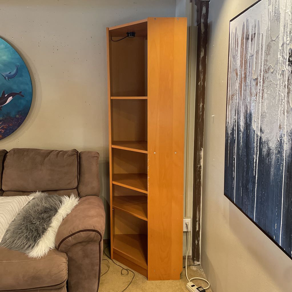 Wood Hexagon Corner Bookshelf