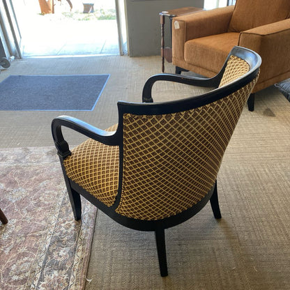 Brown & Tan Diamond Pattern Black Wood Frame Arm Chair U ACCENT CHAIRS