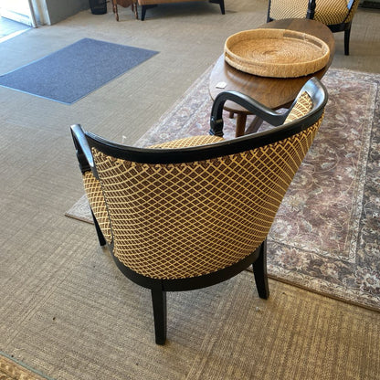 Brown & Tan Diamond Pattern Black Wood Frame Arm Chair U ACCENT CHAIRS