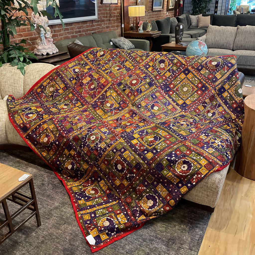 Pakistani Colorful Embroidered Panel w/ Mirrors