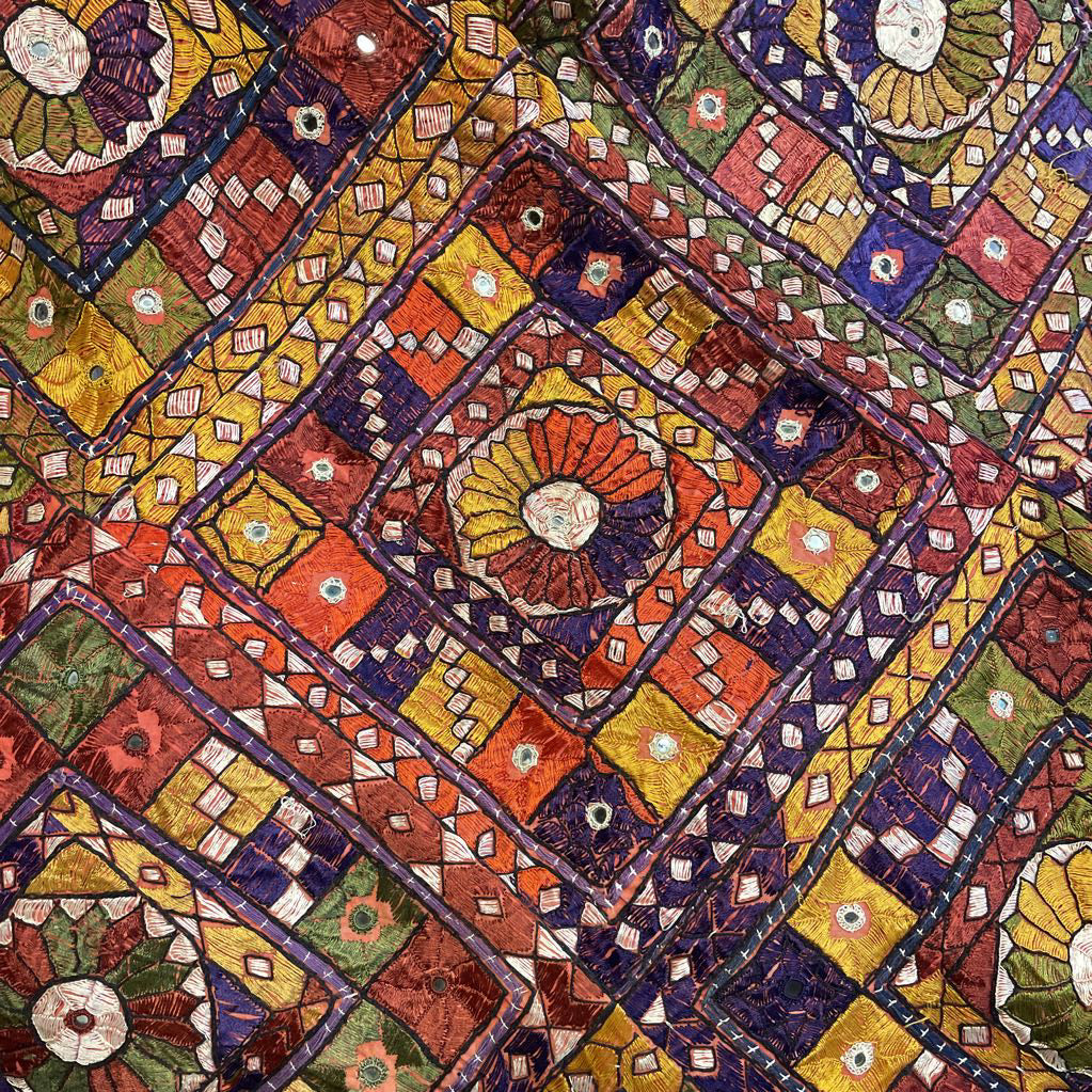 Pakistani Colorful Embroidered Panel w/ Mirrors