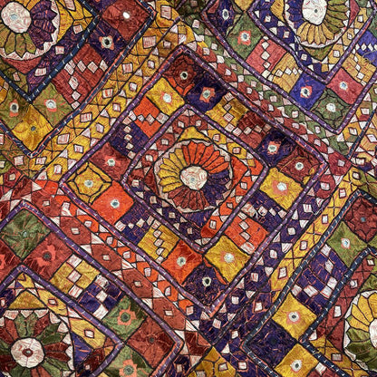 Pakistani Colorful Embroidered Panel w/ Mirrors