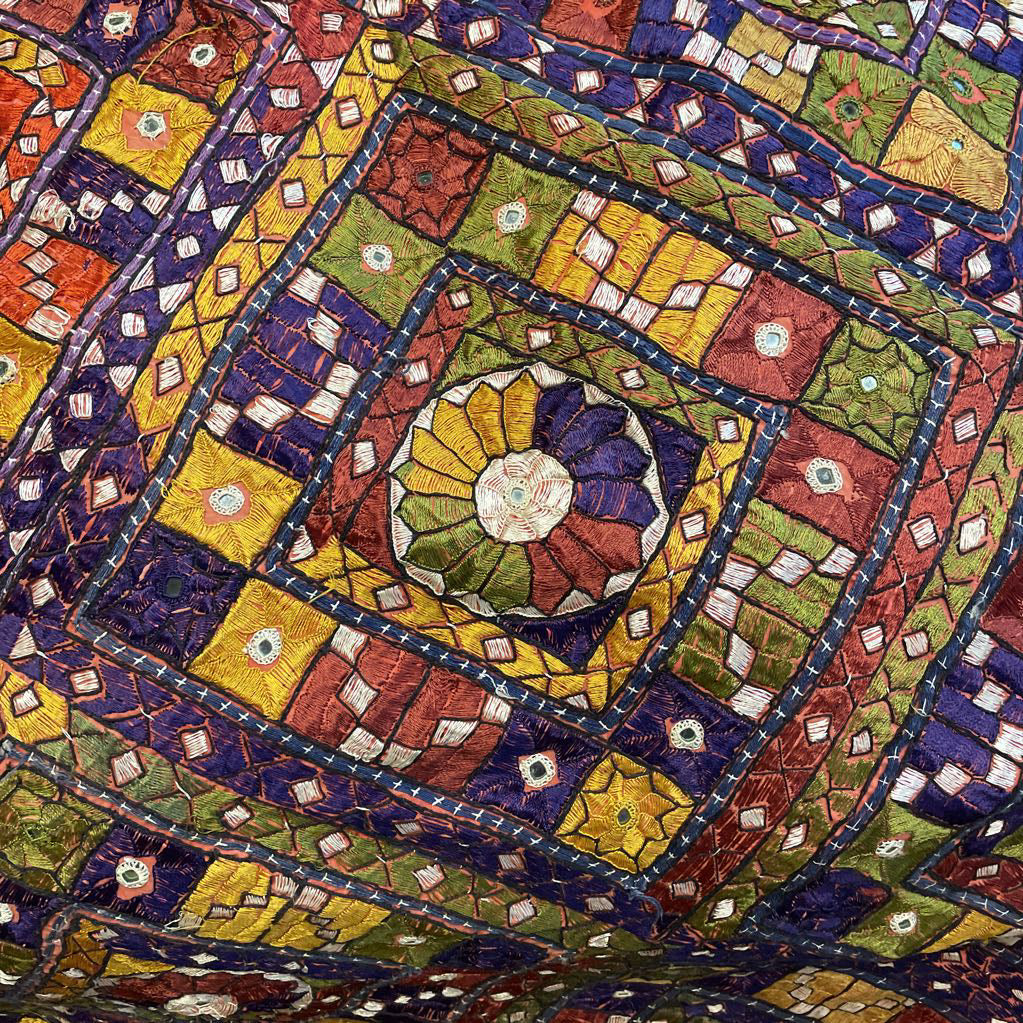 Pakistani Colorful Embroidered Panel w/ Mirrors