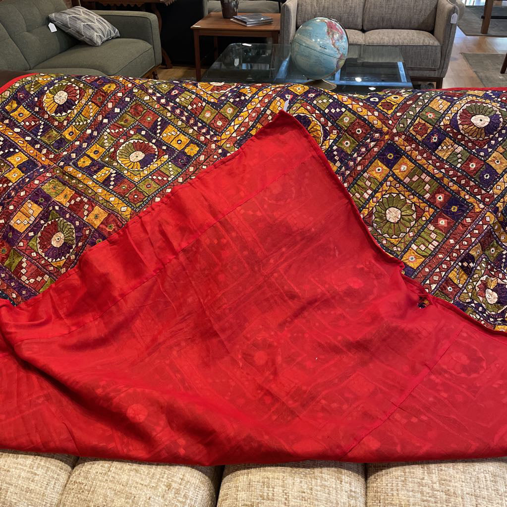 Pakistani Colorful Embroidered Panel w/ Mirrors