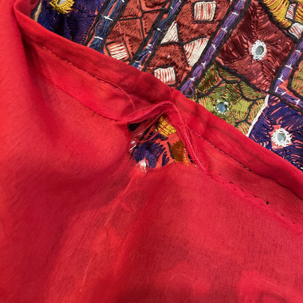 Pakistani Colorful Embroidered Panel w/ Mirrors