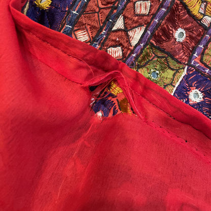 Pakistani Colorful Embroidered Panel w/ Mirrors