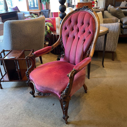 Crimson Velvet Victorian Ornate Carved Arm Chair U ACCENT CHAIRS