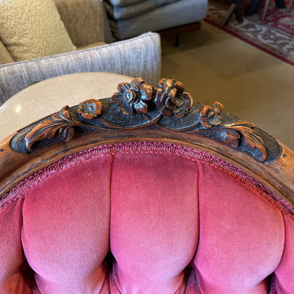 Crimson Velvet Victorian Ornate Carved Arm Chair U ACCENT CHAIRS