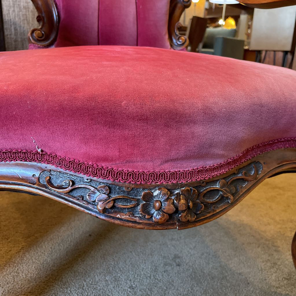 Crimson Velvet Victorian Ornate Carved Arm Chair U ACCENT CHAIRS