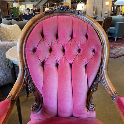 Crimson Velvet Victorian Ornate Carved Arm Chair U ACCENT CHAIRS