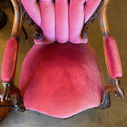 Crimson Velvet Victorian Ornate Carved Arm Chair U ACCENT CHAIRS