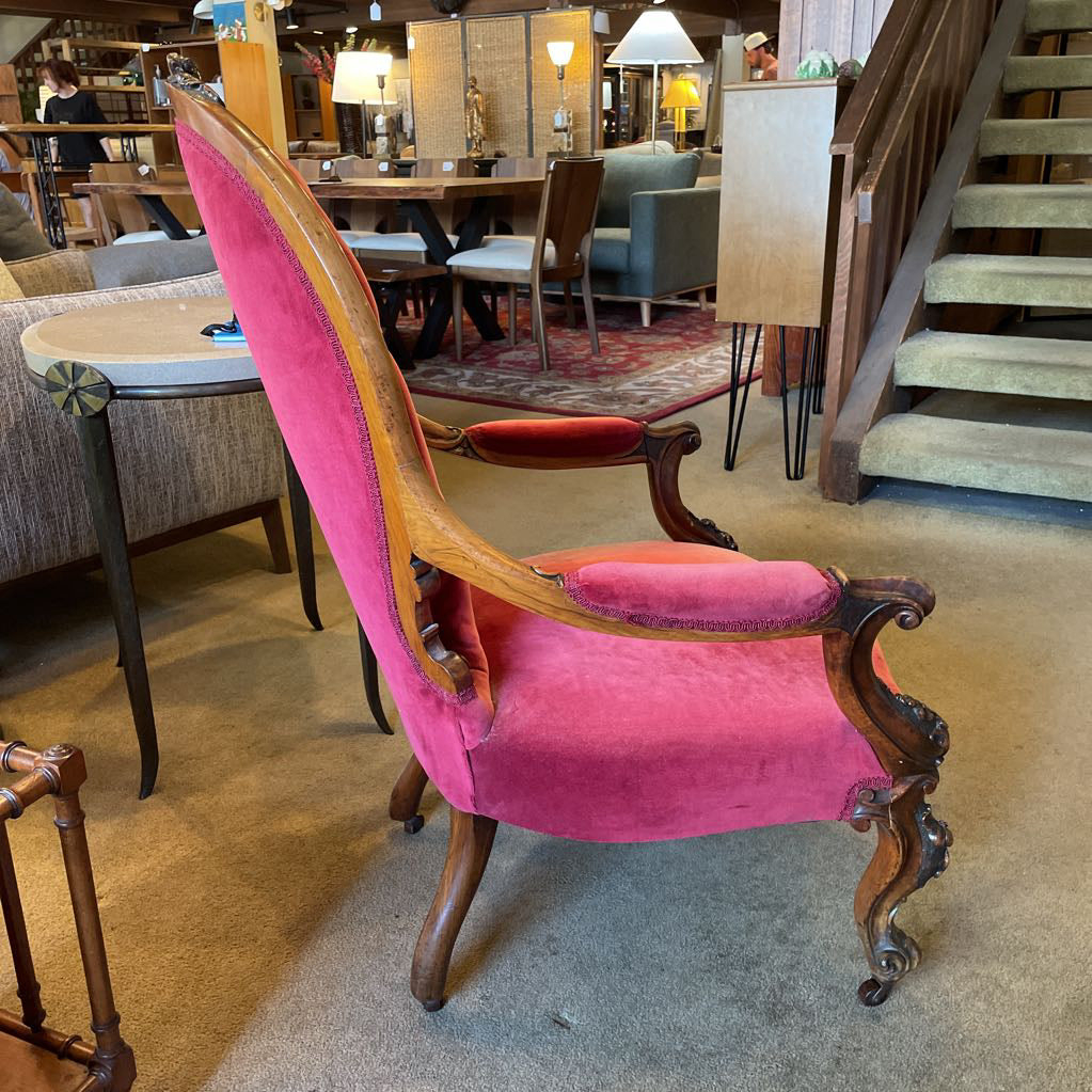 Crimson Velvet Victorian Ornate Carved Arm Chair U ACCENT CHAIRS