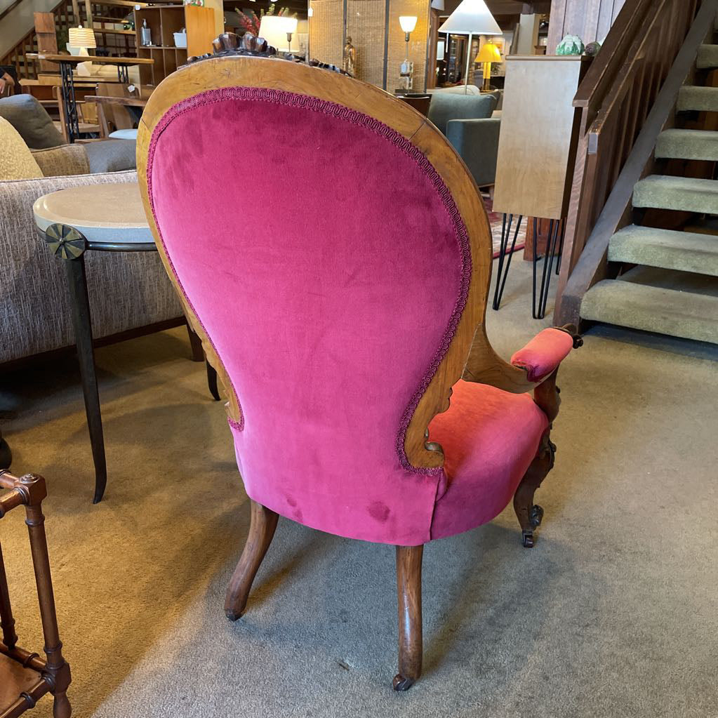 Crimson Velvet Victorian Ornate Carved Arm Chair U ACCENT CHAIRS