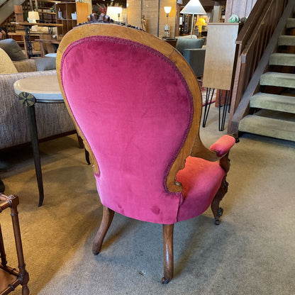 Crimson Velvet Victorian Ornate Carved Arm Chair U ACCENT CHAIRS