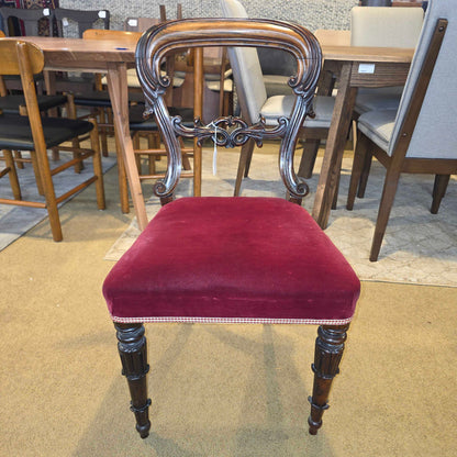 Maroon Velvet Victorian Baloon Back Dining Chairs set of 6 C DINING CHAIRS