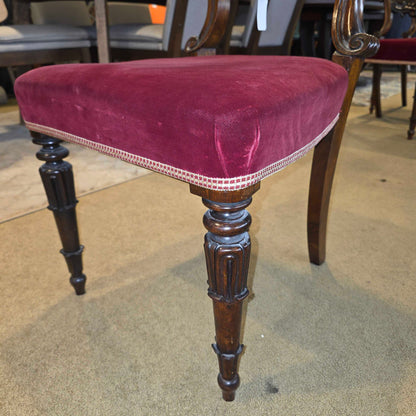 Maroon Velvet Victorian Baloon Back Dining Chairs set of 6 C DINING CHAIRS
