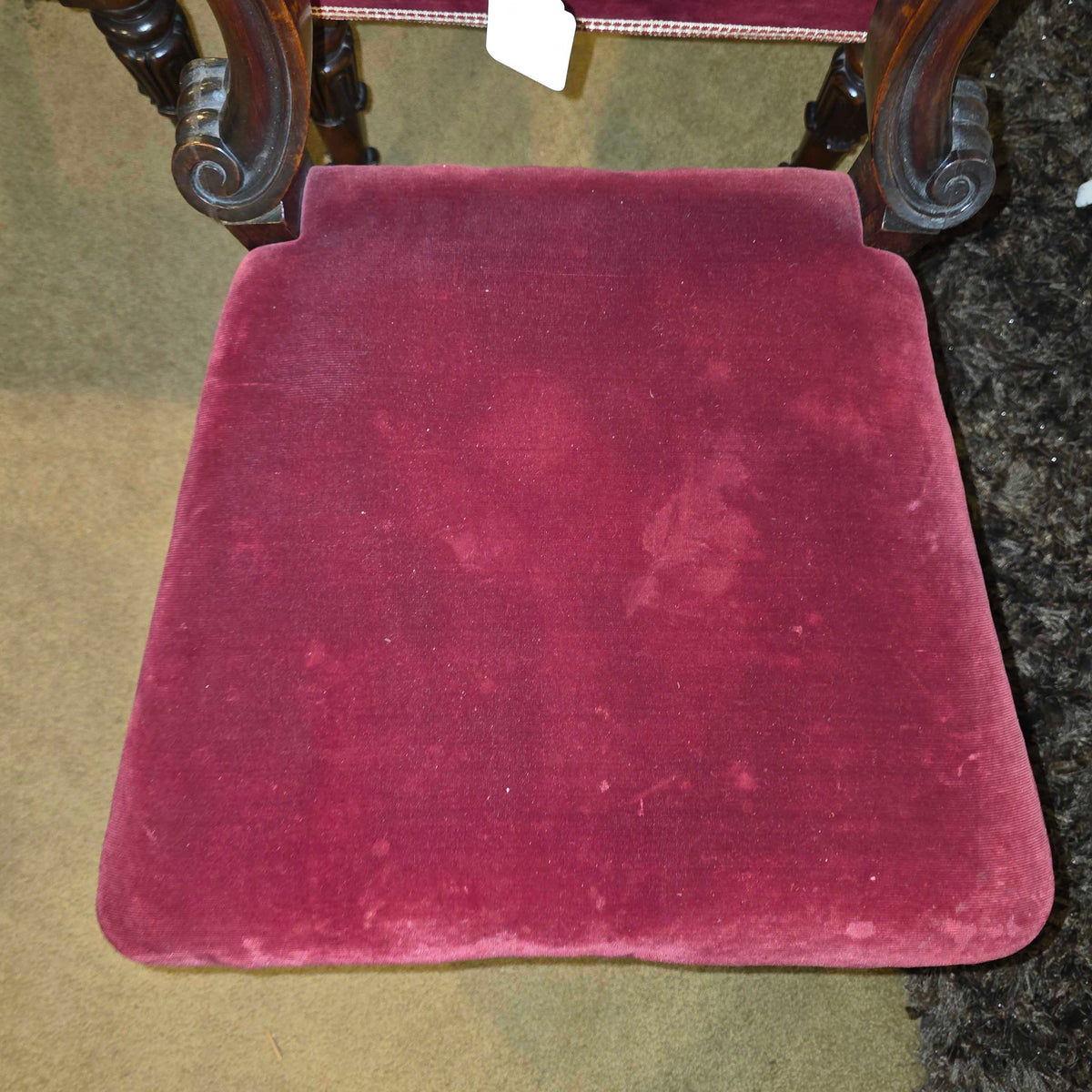 Maroon Velvet Victorian Baloon Back Dining Chairs set of 6 C DINING CHAIRS