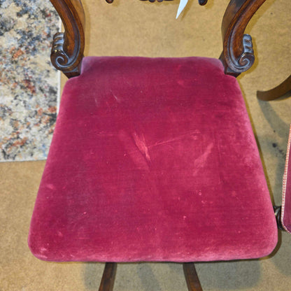 Maroon Velvet Victorian Baloon Back Dining Chairs set of 6 C DINING CHAIRS