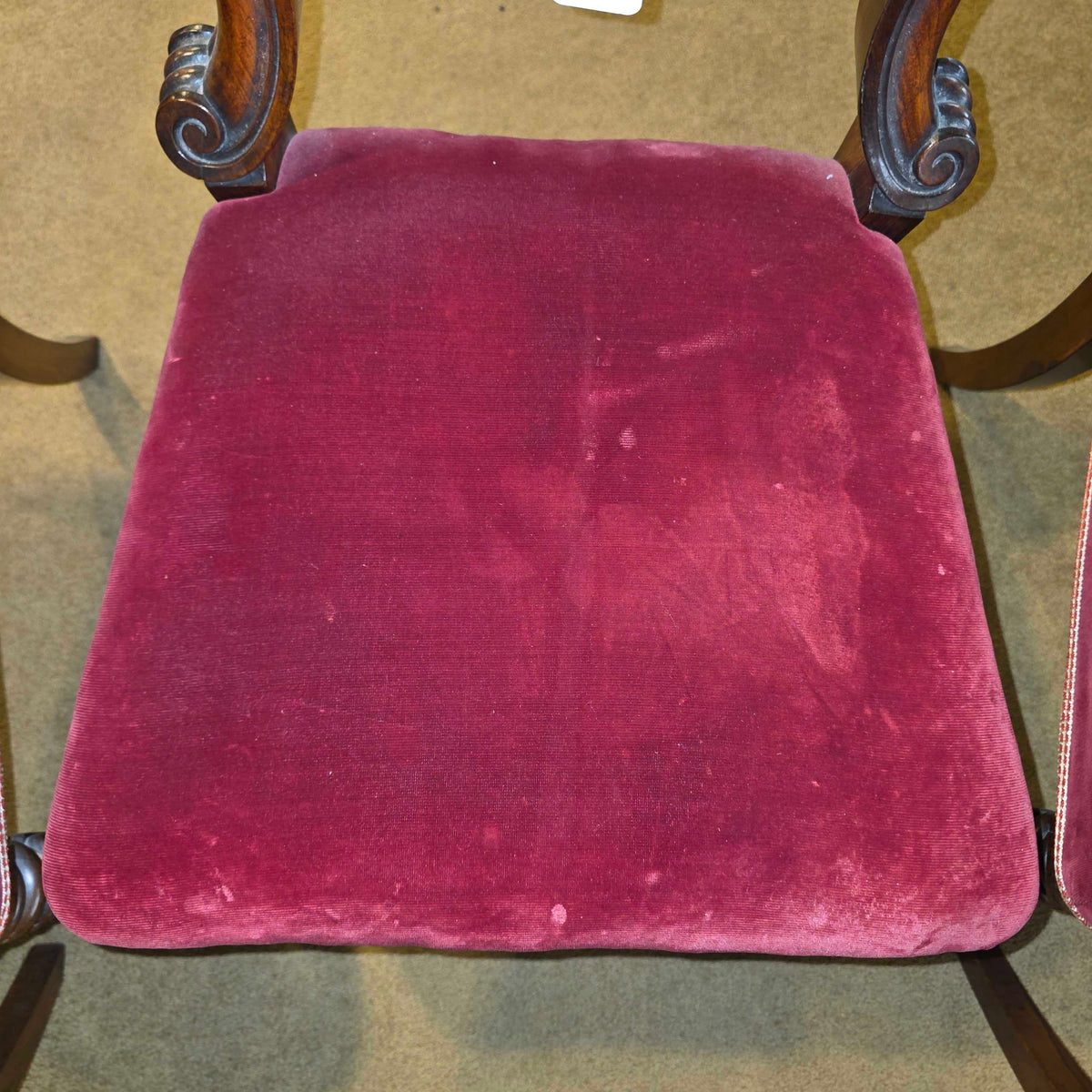 Maroon Velvet Victorian Baloon Back Dining Chairs set of 6 C DINING CHAIRS