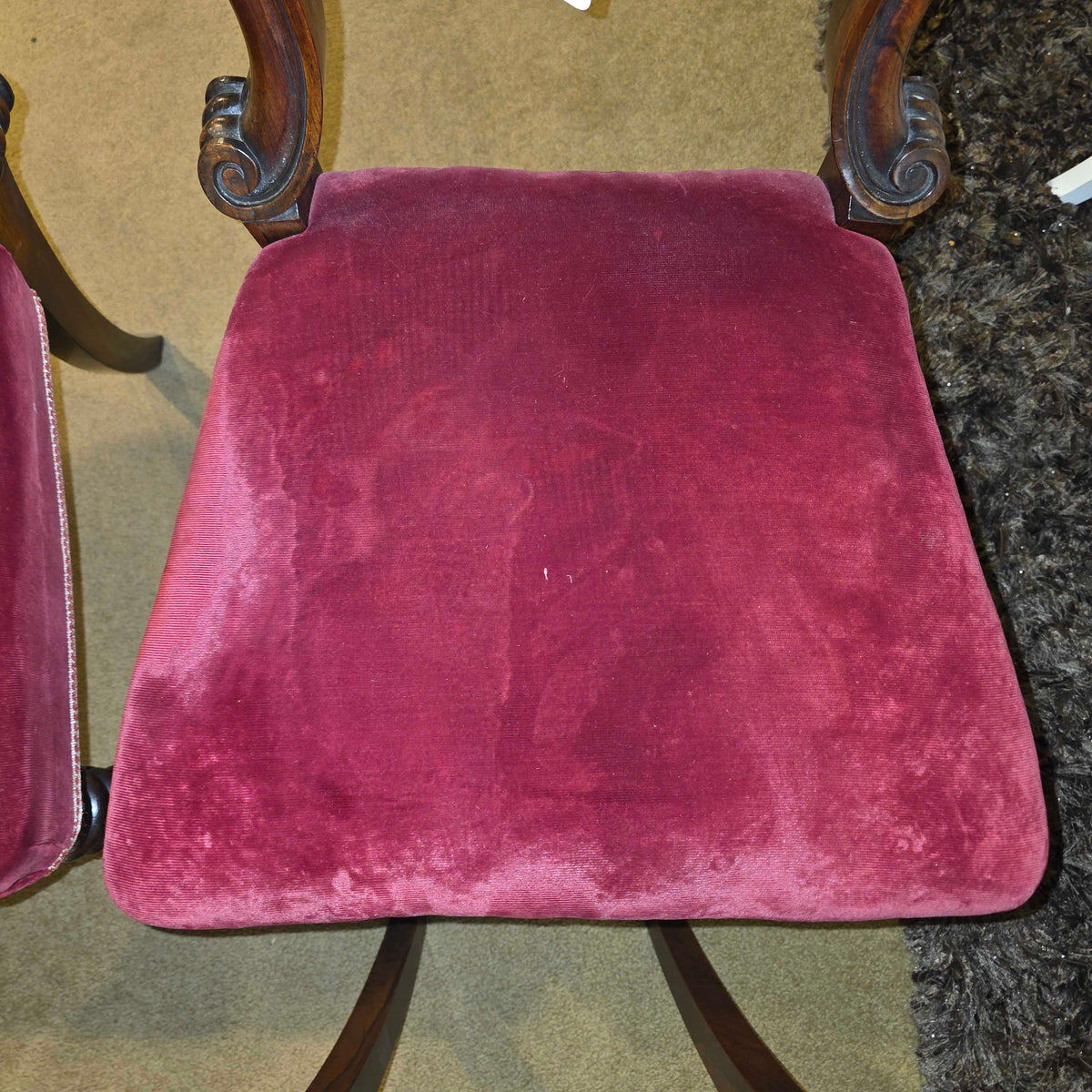 Maroon Velvet Victorian Baloon Back Dining Chairs set of 6 C DINING CHAIRS