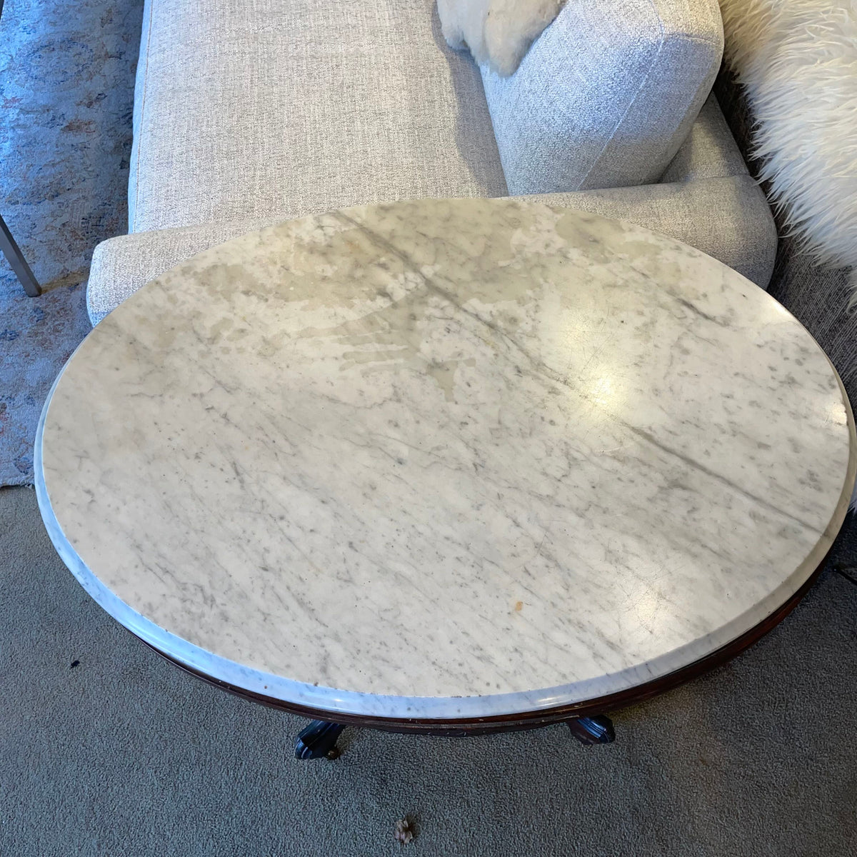 Oval Victorian Marble Top Plant Table C SIDE TABLES